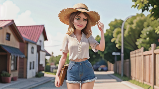 ストローハットを使ったコーデ